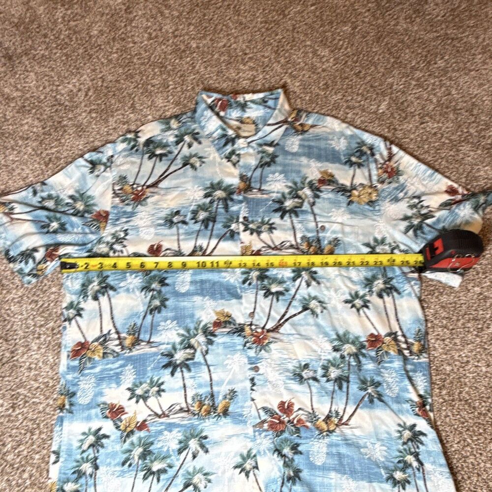 Island Shores Men's XL Blue Tropical Hawaiian Short Sleeve Button-Up - Picture 5 of 6